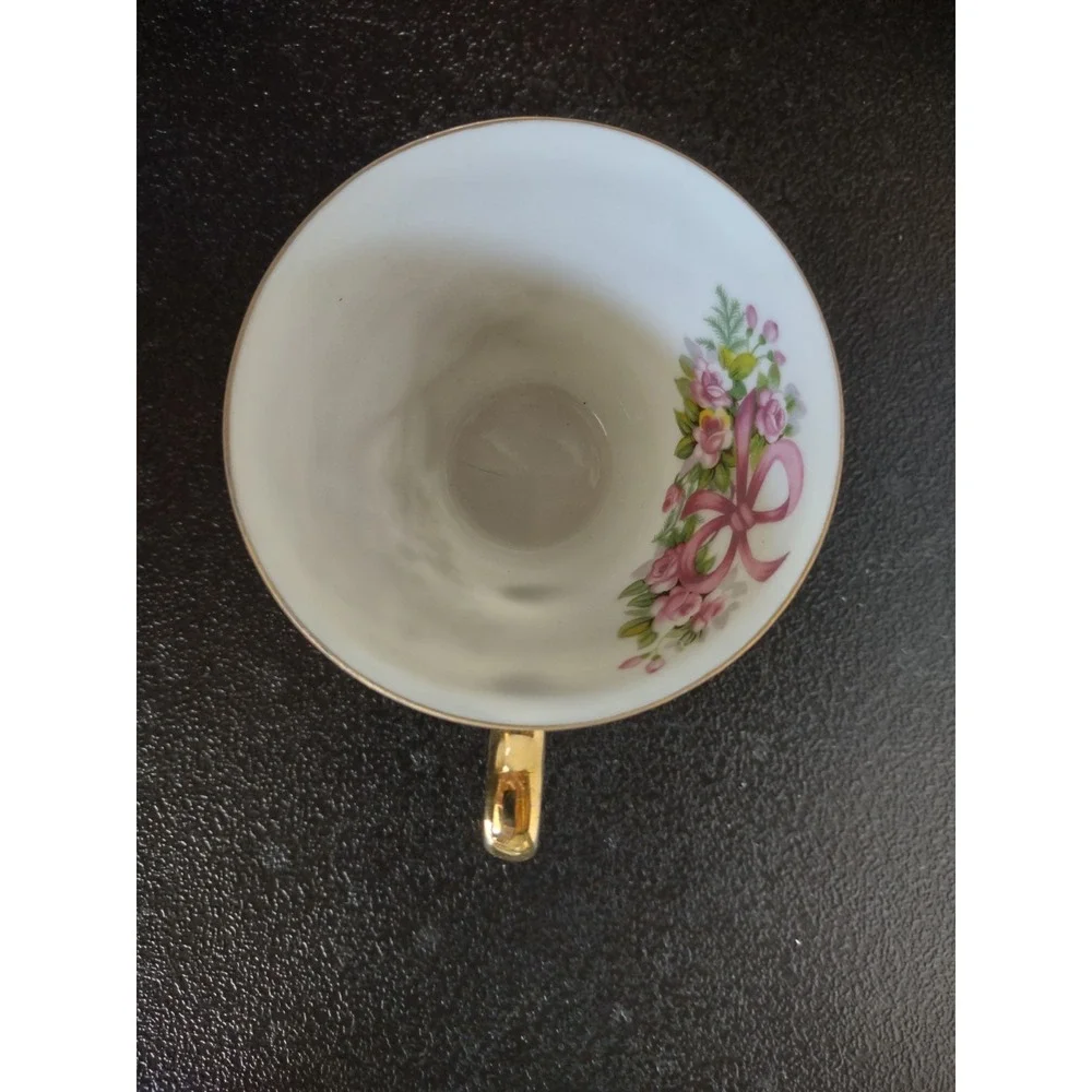 Vtg Norcrest Mother Teacup Saucer Pink Roses Gold Trim C-218 Japan